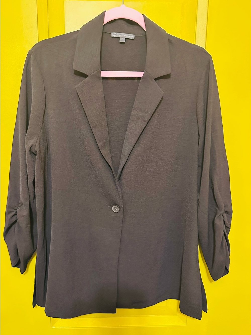 Adrianna Papell Black Single-Button Drapey Blazer